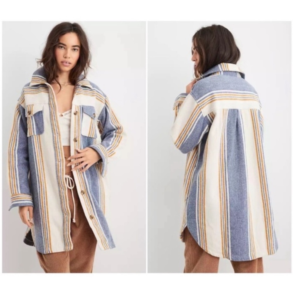 NWT AERIE heavy flannel SHACKET w/ pockets